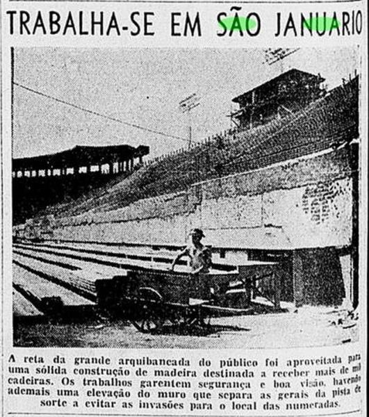 Obras para receber o campeonato sul-americano de selees em 1949. Na ocasio, o clube instalou alambrados pela primeira vez