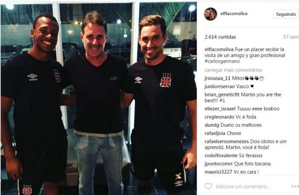 Germano, Jordi e Martn: goleiro uruguaio sada o ex-goleiro do Vasco em encontro no ano passado testemunha do Vasco