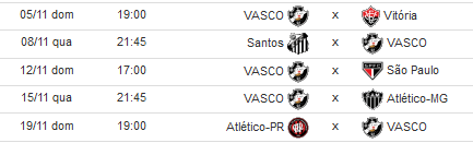 Confira quais serão os próximos 5 jogos do Vasco