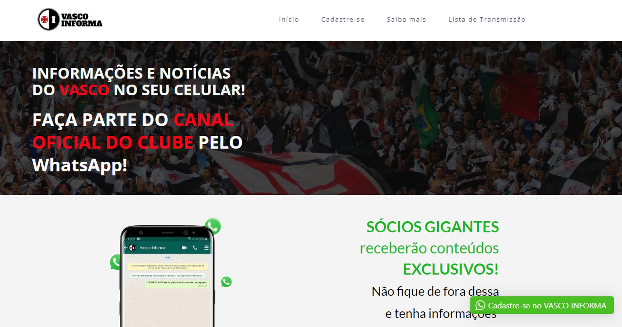 Vasco Informa é o novo canal de comunicação do clube com o seu torcedor