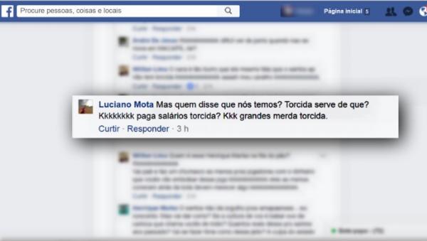 Luciano Mota provoca torcida na pgina pessoal no Facebook