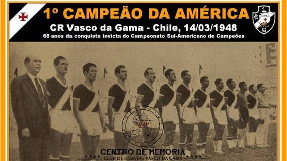 Time do Vasco campeão sul-americano em 1948 durante torneio no Chile