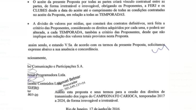 Acordo Ferj-Clubes-Globo assinado para Carioca de 2017 a 2024: vínculo irretratável e irrevogável