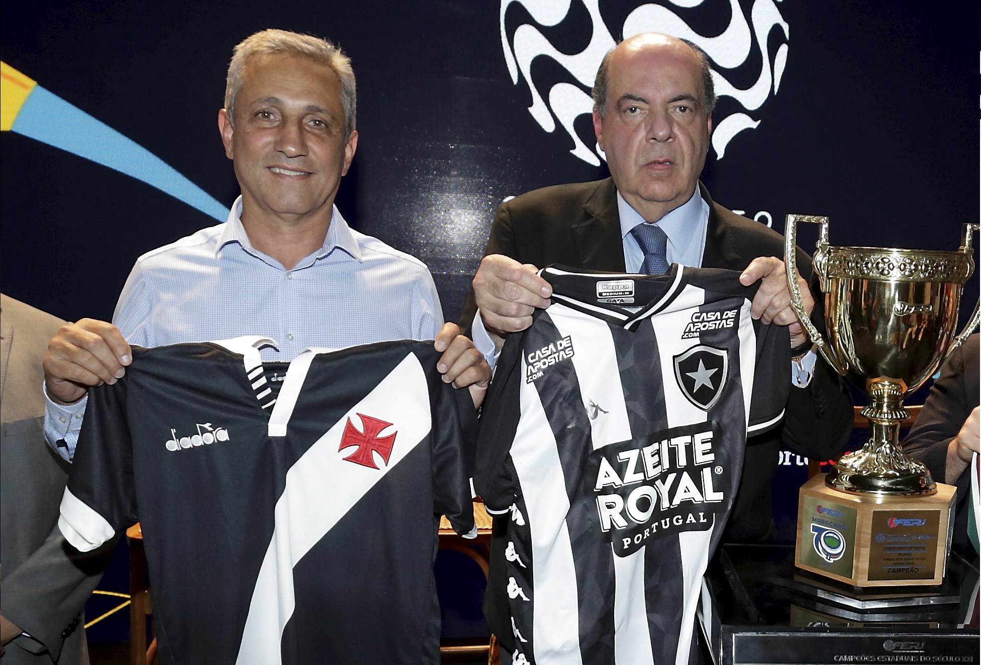 Alexandre Campello, presidente do Vasco, e Nelson Mufarrej, presidente do Botafogo