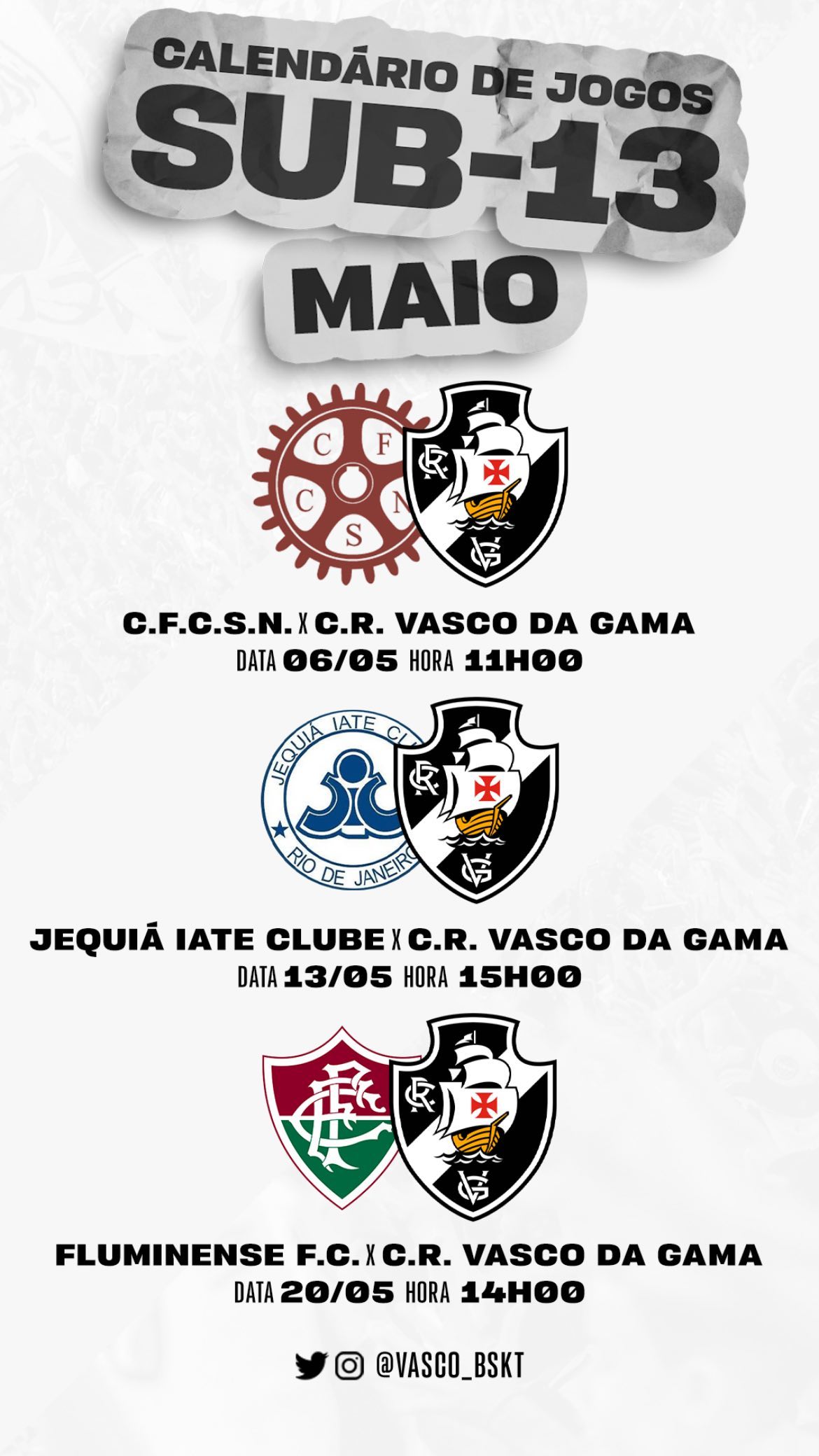 Basquete Base: Vasco enfrenta o Jequiá neste sábado às 10h pelo Carioca  Sub-14
