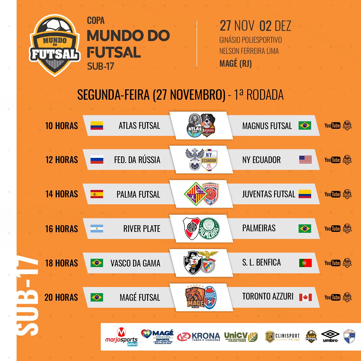 Copa Mundo do Futsal Sub-17: Confira a programação para a primeira